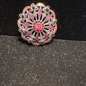 Monet Pink and Silver Radiant Brooch